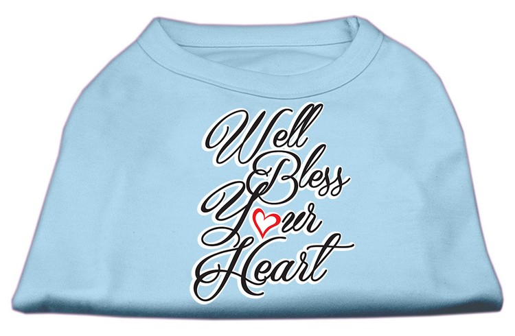 Well Bless Your Heart Screen Print Dog Shirt Baby Blue XS